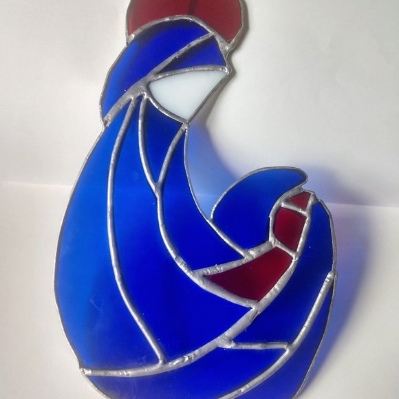 Vintage Handmade Mother Mary & Jesus Stained Glass - Picture 1 of 6